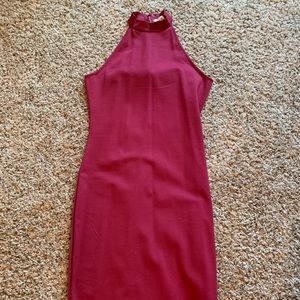 Red high neck cocktail dress